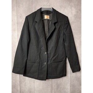 Vtg Pendleton Virgin Wool Black 2 Button Blazer Womens Sz 14 Classic Preppy READ